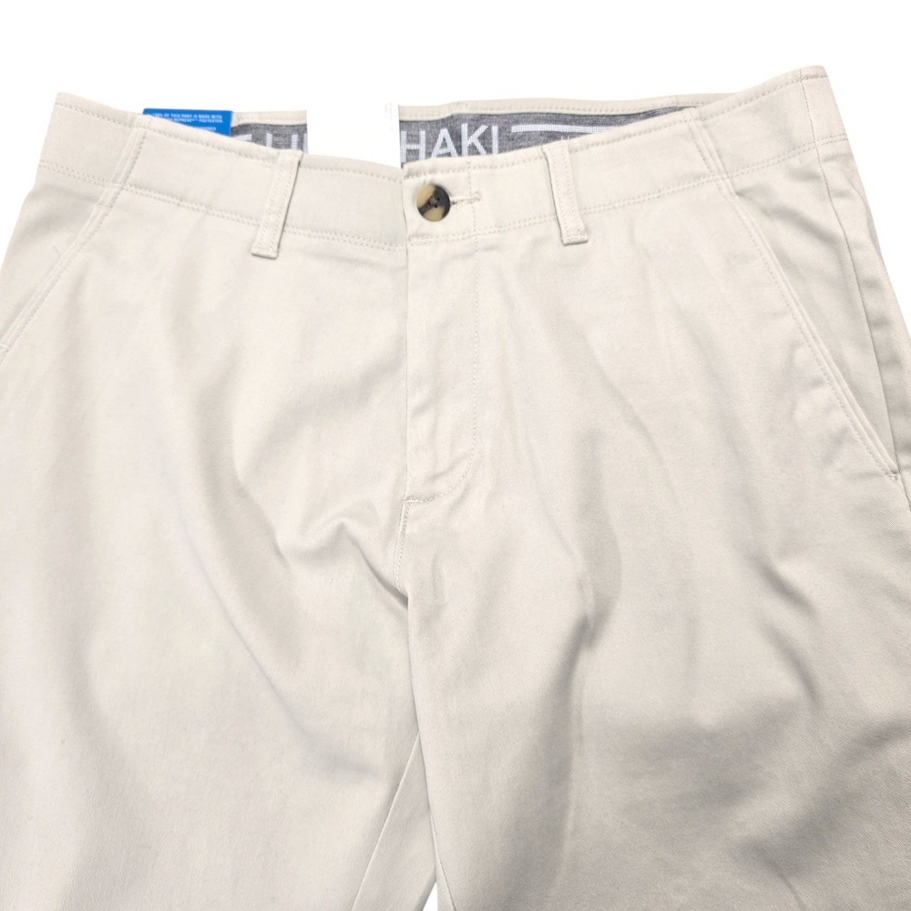 Haggar Life Khaki Pants Mens 33x30 Putty Beige Cotton Slim Fit Stretch Chino NEW - Picture 5 of 9